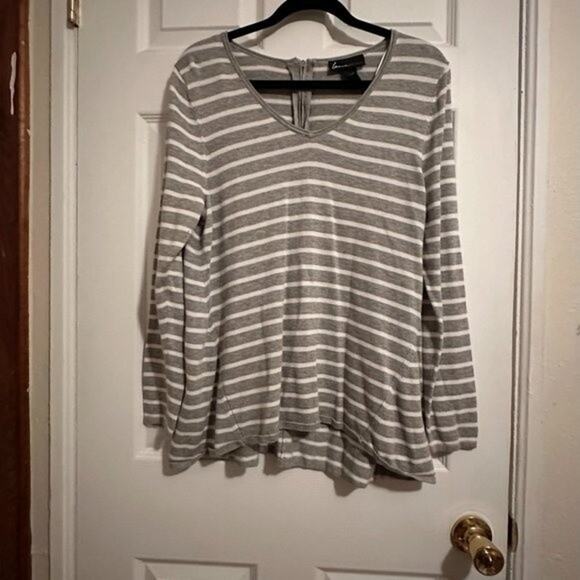 Lane Bryant - Grey & White Striped Sweater - Size 14/16 - Picture 1 of 7